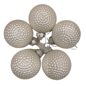 Set of 5 Handblown Glass Golf Ball Christmas Ornaments, Mint Condition